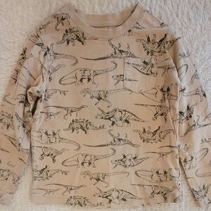 GAP Beige Long Sleeve Shirt with Black Sketch Print